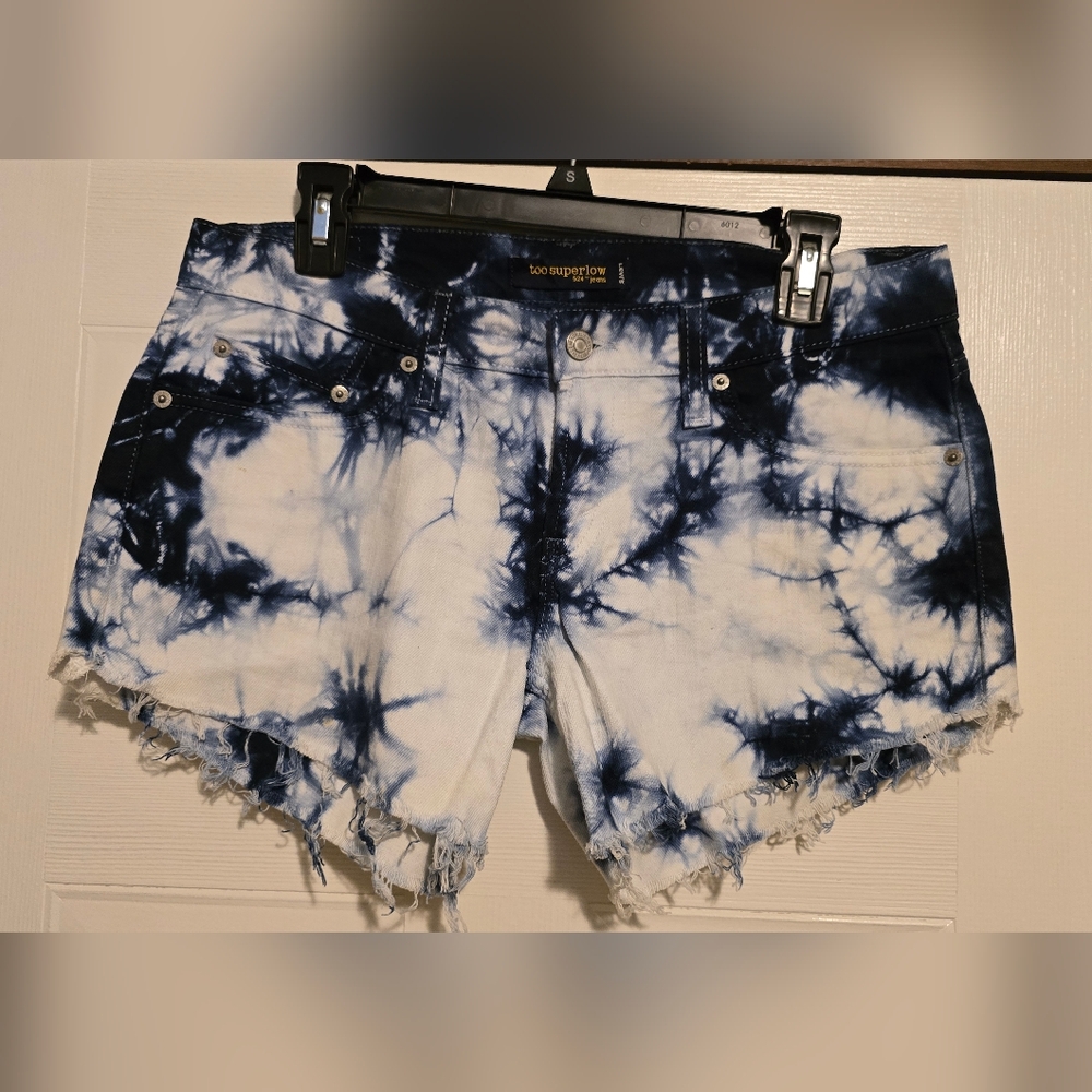 Levi's Navy and White Tie-Dye Jean Shorts